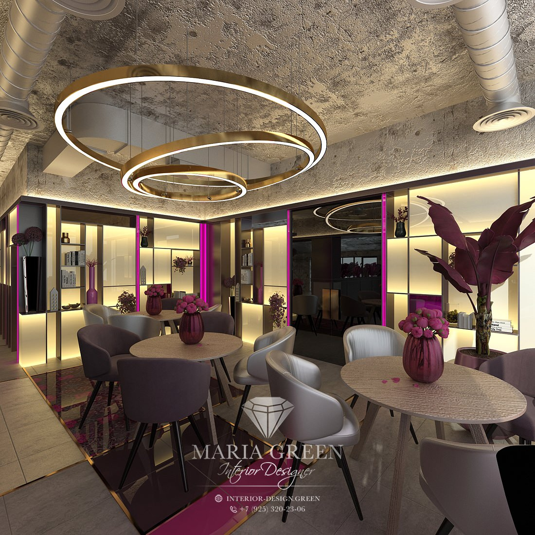 An interior of a cafe-restaurant in Vladivostok