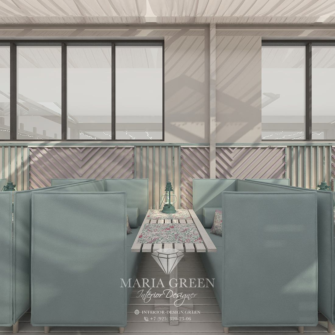 An interior of a cafe-restaurant in Vladivostok
