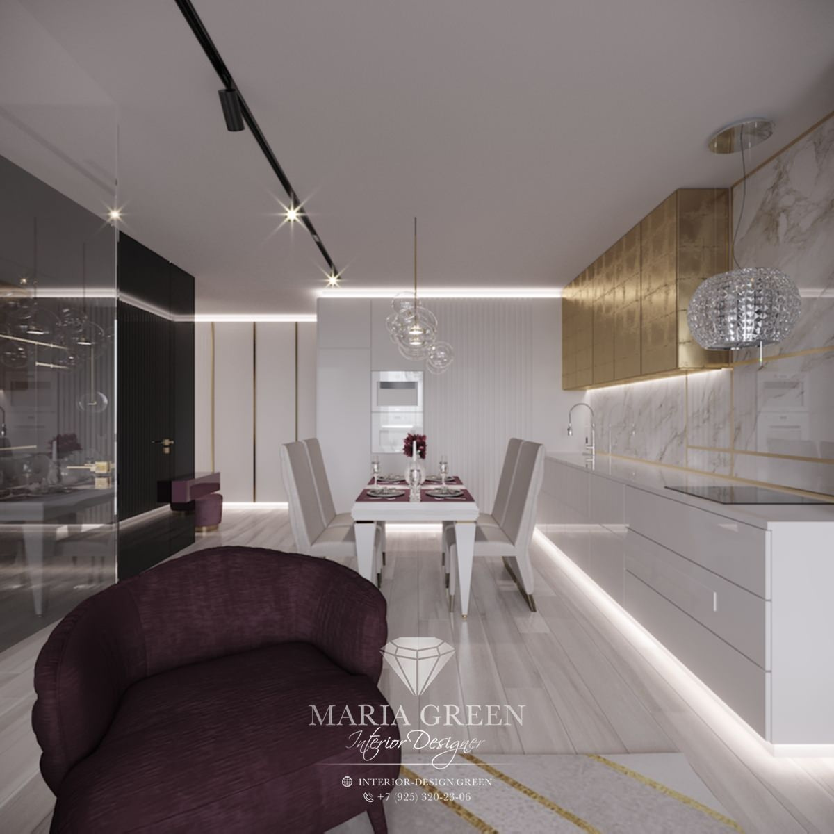 An apartment with electrochromic glass walls
