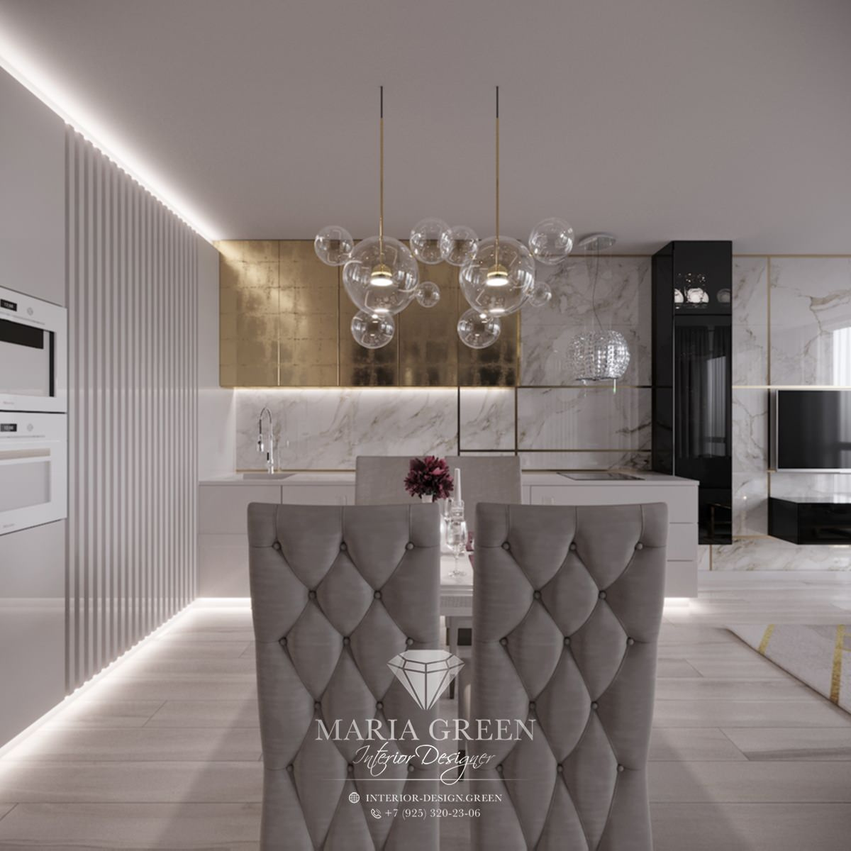 An apartment with electrochromic glass walls
