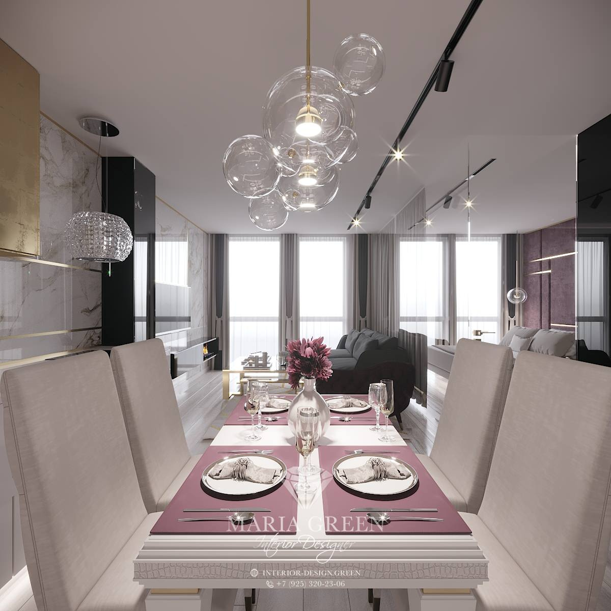 An apartment with electrochromic glass walls
