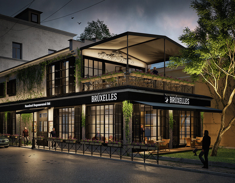 Окна, двери, гармошки и раздвижки в ресторан Bruxelles