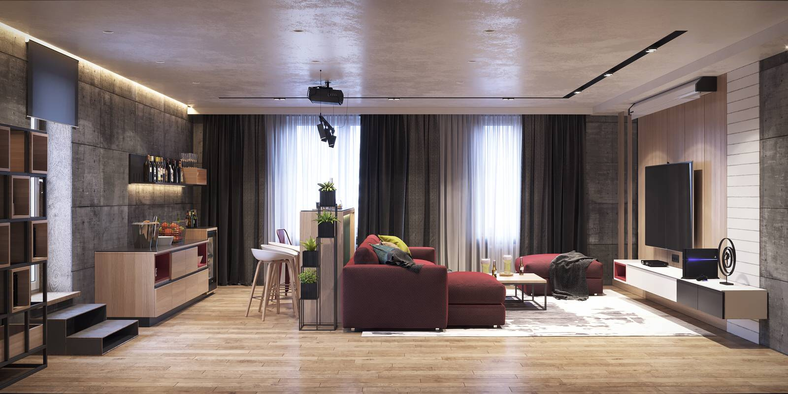 Дизайн квартиры в индустриальном стиле