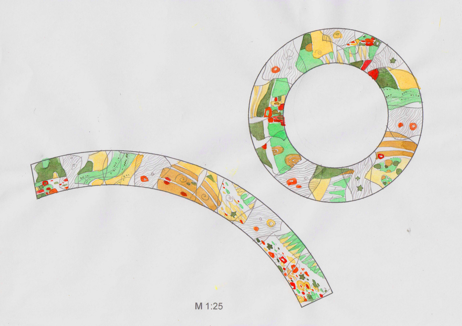Вариант эскиза дизайна витражной композиции. Академическая, Д.15