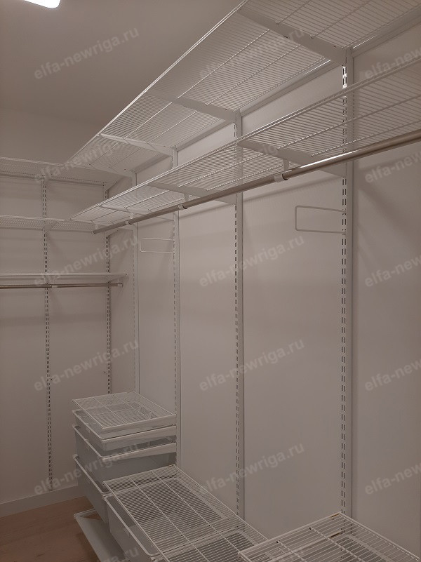 Средняя гардеробная Эльфа в белом металле (5,2 кв. м.)