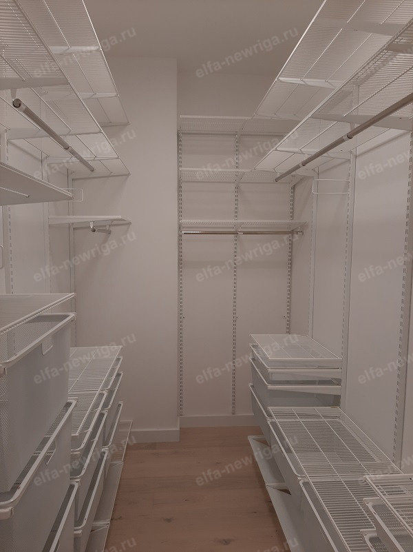 Средняя гардеробная Эльфа в белом металле (5,2 кв. м.)