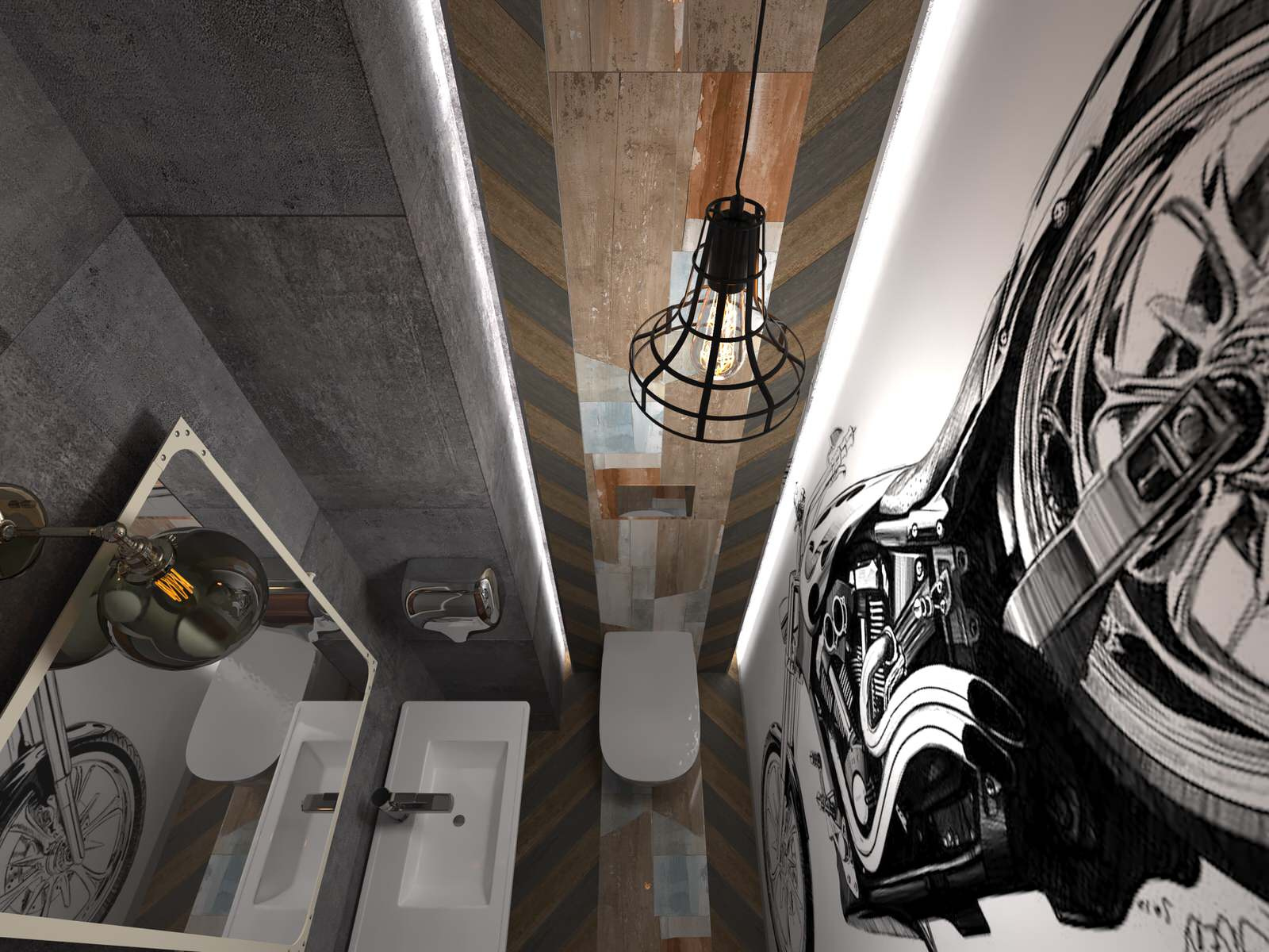 Дизайн-проект санузла в проекте ресторана для Harley Davidson Самара
