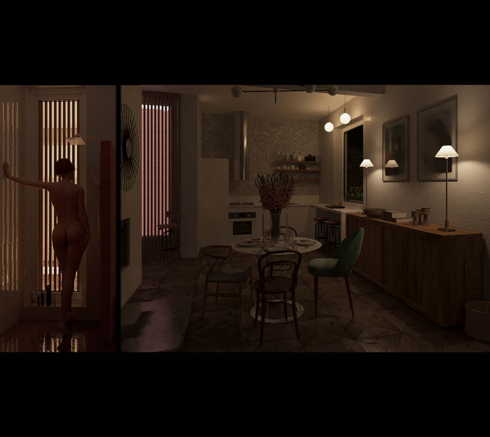 3 D визуализация квартиры в старом фонде. Виртуальный проект.