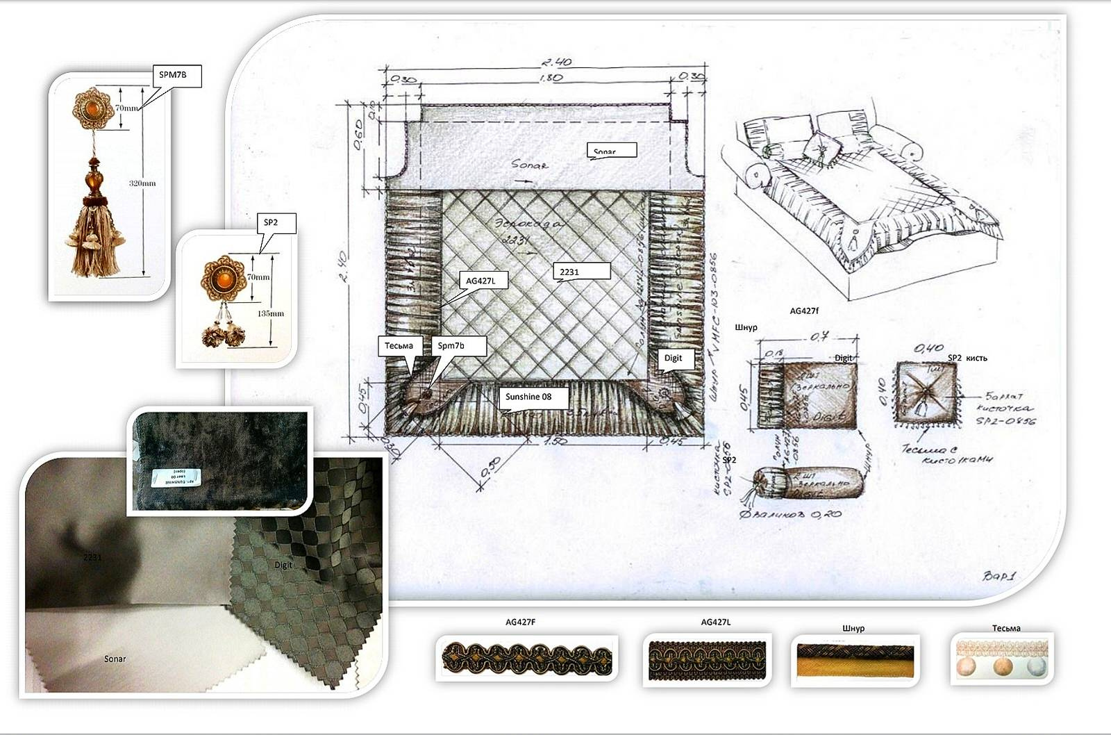 Рабочие материалы  Эскизы цветные