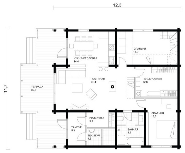 Готовый дом с отделкой по проекту "Дунай" 195 м2