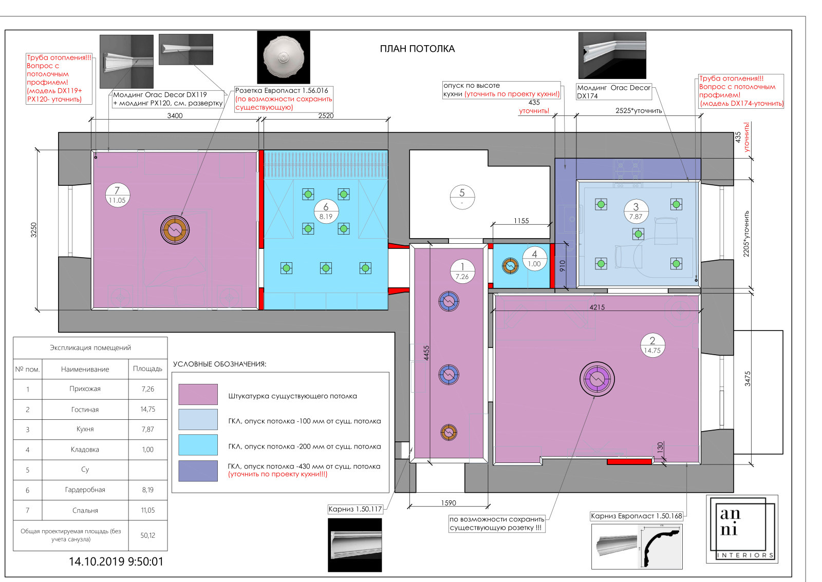 План потолка
