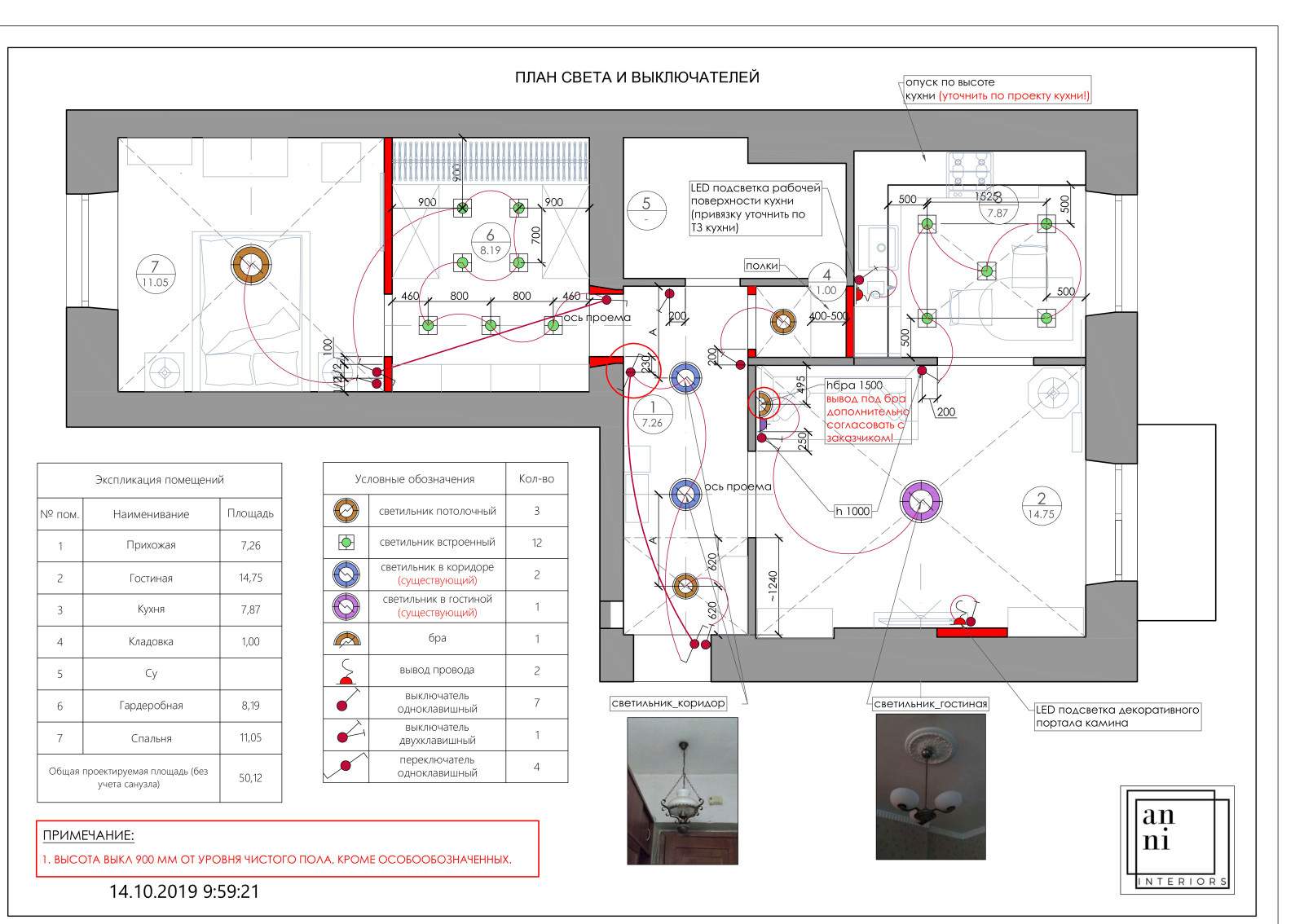 План света и выключателей