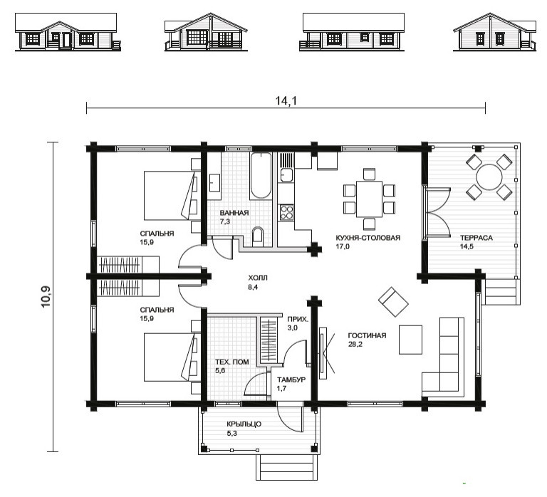Готовый дом с отделкой по проекту "Сона" 124 м2