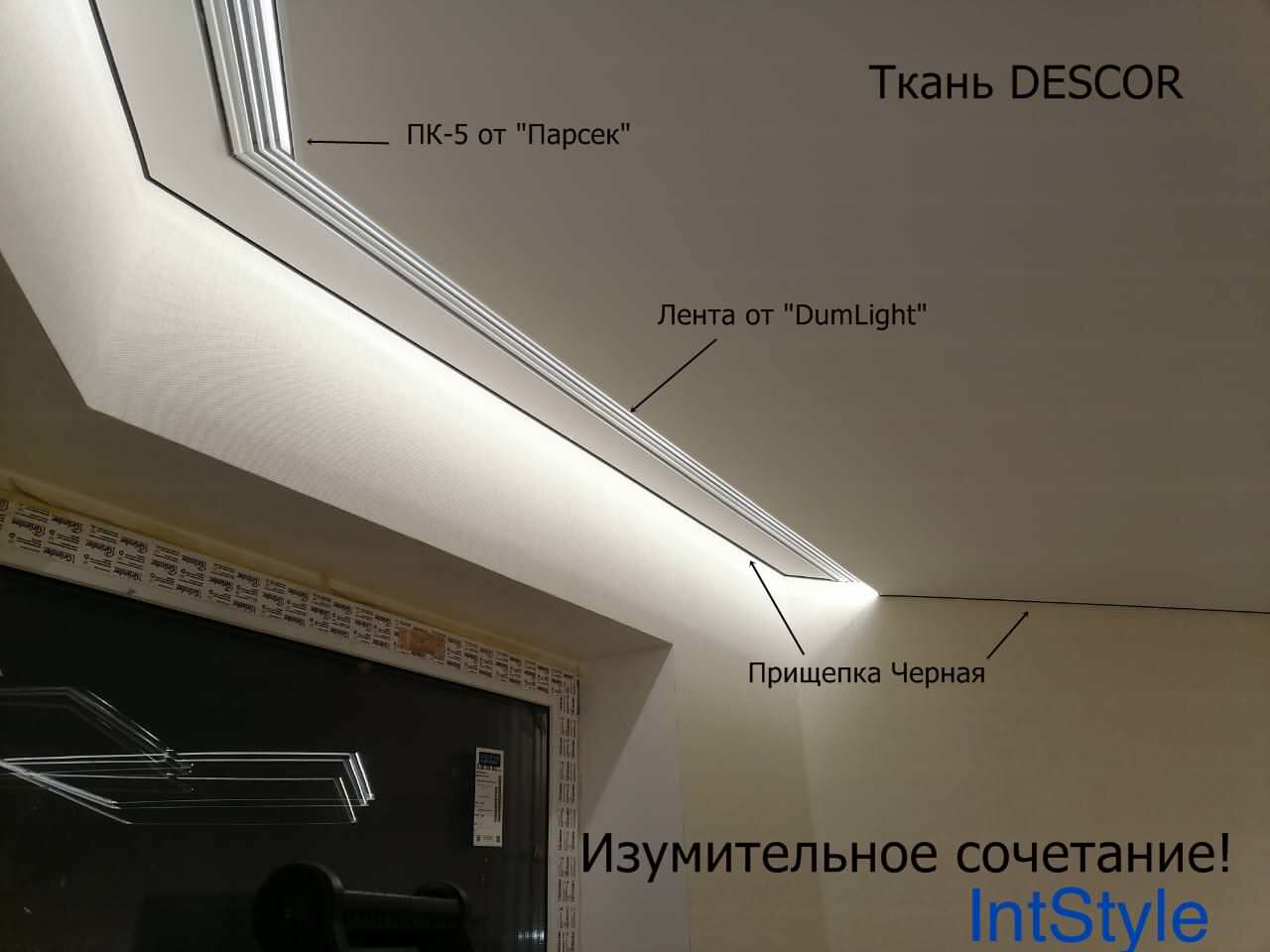 Современные световые решения на Тканевом потолке