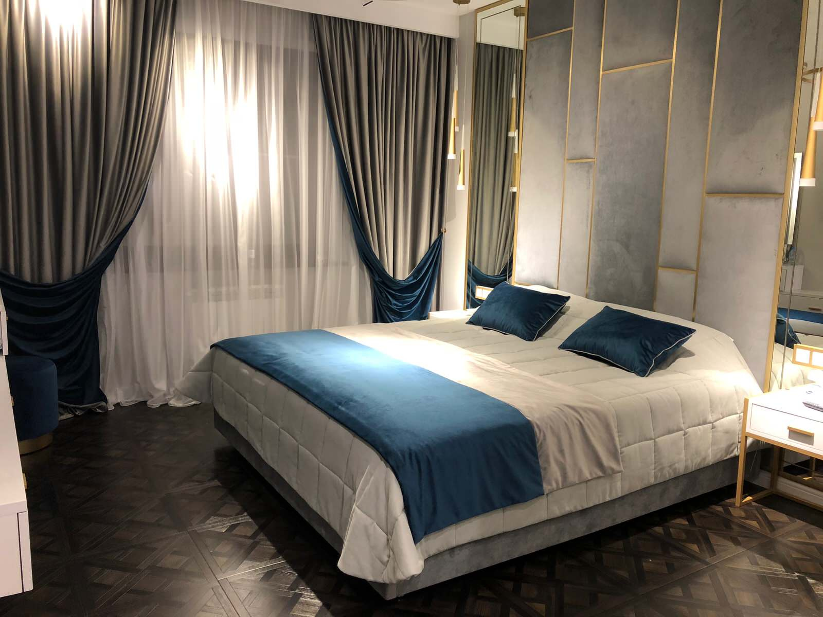 Текстильное оформление спальни в ЖК "Маршал"