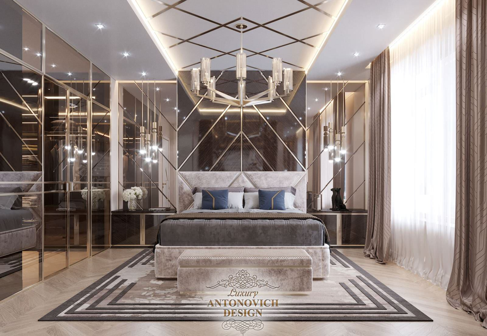 Дизайн-проект спальни в стиле контемпорари от студии Luxury Antonovich Design