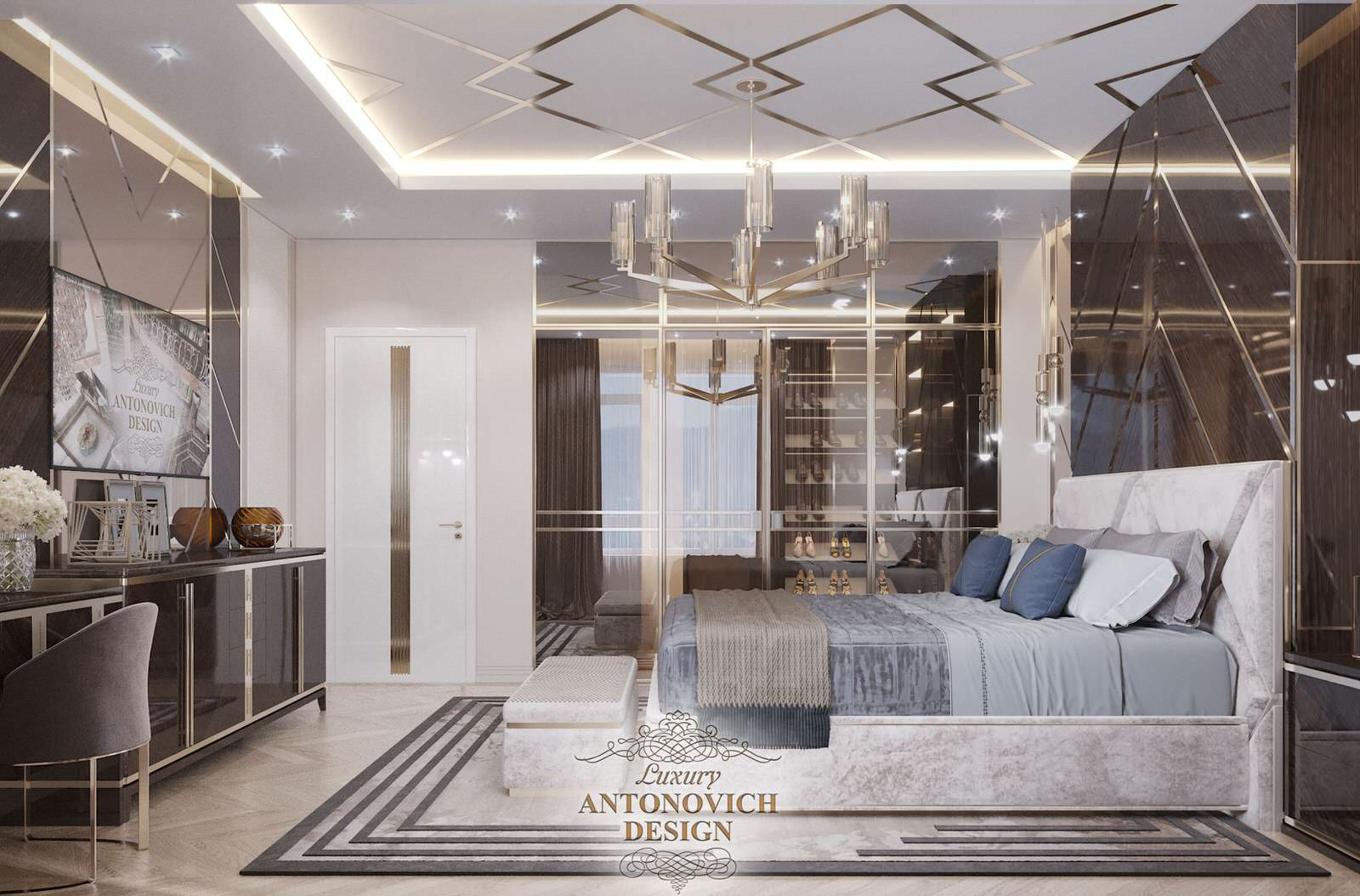 Дизайн-проект спальни в стиле контемпорари от студии Luxury Antonovich Design