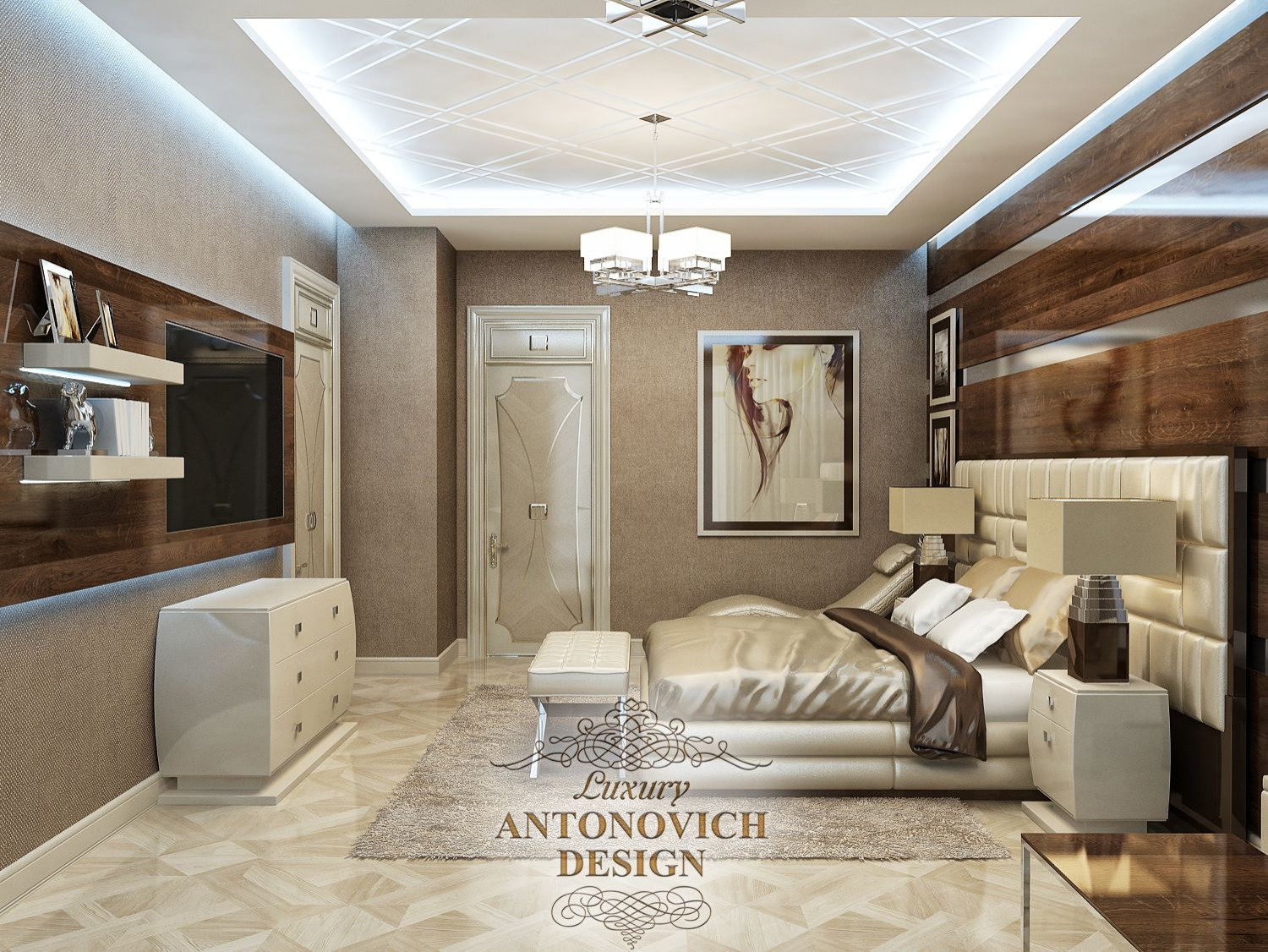 Стильная спальня от студии Luxury Antonovich Design