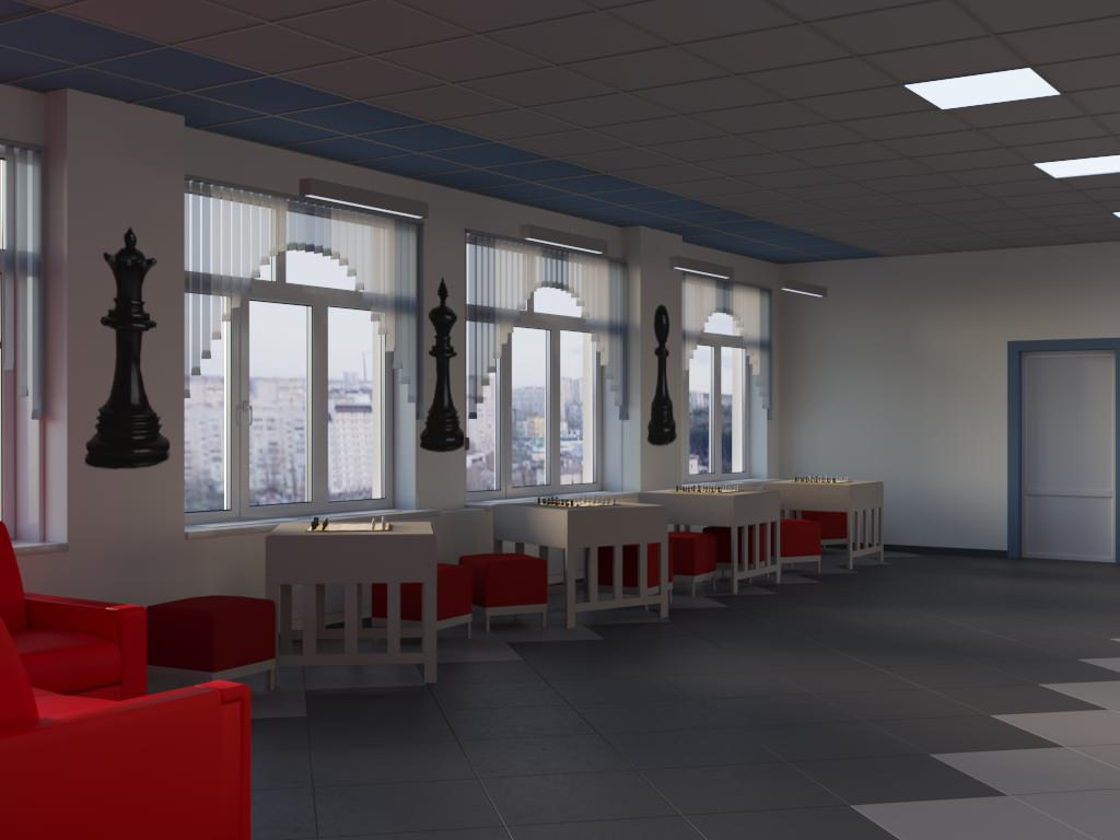 Визуализация 2 кабинетов и коридора для школы