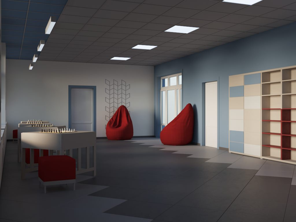 Визуализация 2 кабинетов и коридора для школы