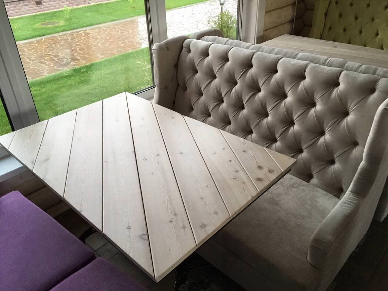 Обложка проекта: 26 столешниц из планкена лиственницы для ресторана Переславская Слобода