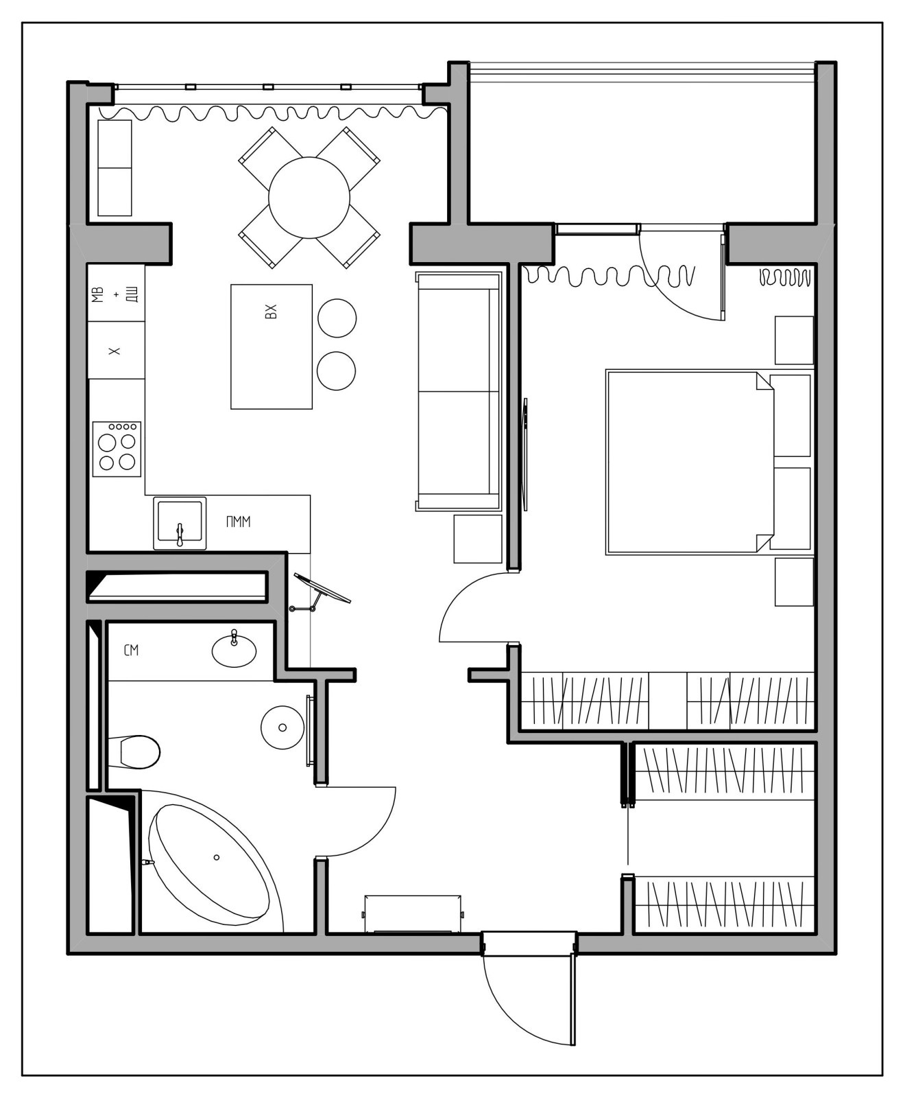 Бирюза и глянец. Квартира 55 кв.м в Москве