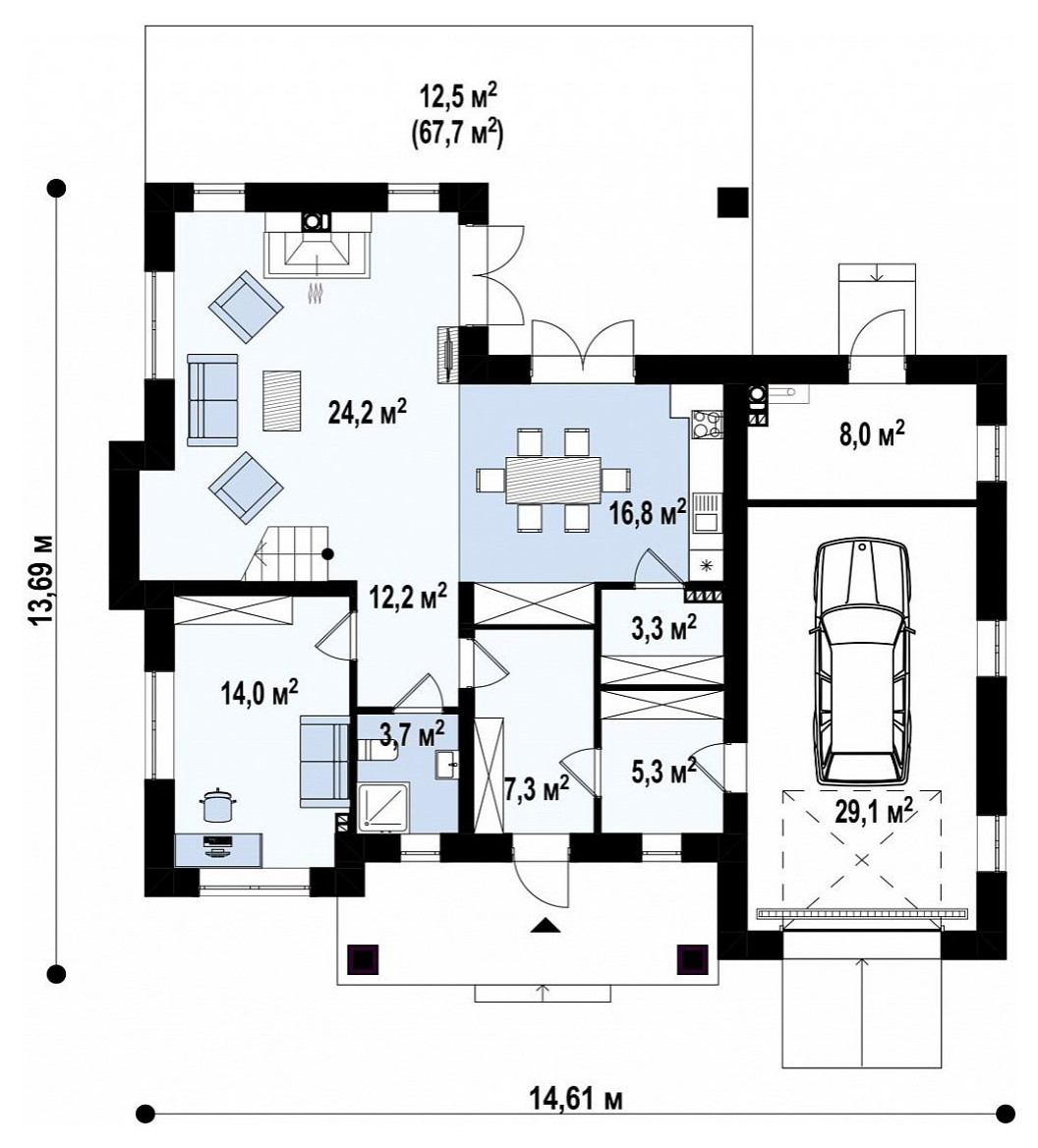 Zz2 Просторный проект двухэтажного дома с удобной планировкой.