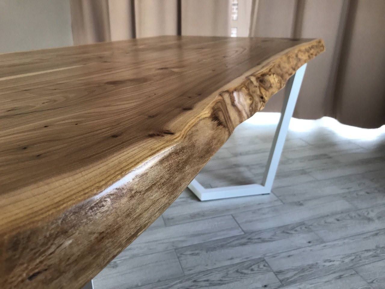 стол из слэба, белое подстолье