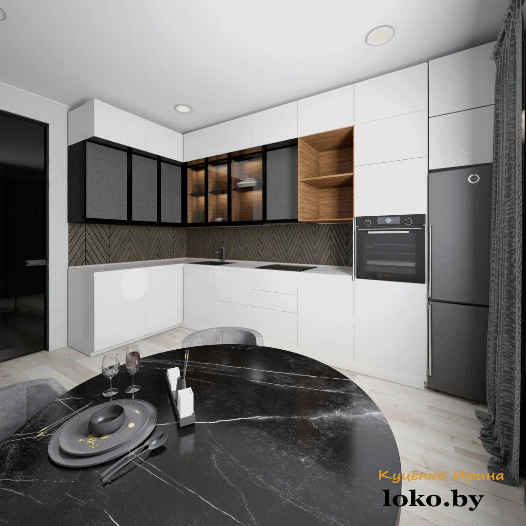 Просторная кухня в двухкомнатной квартире