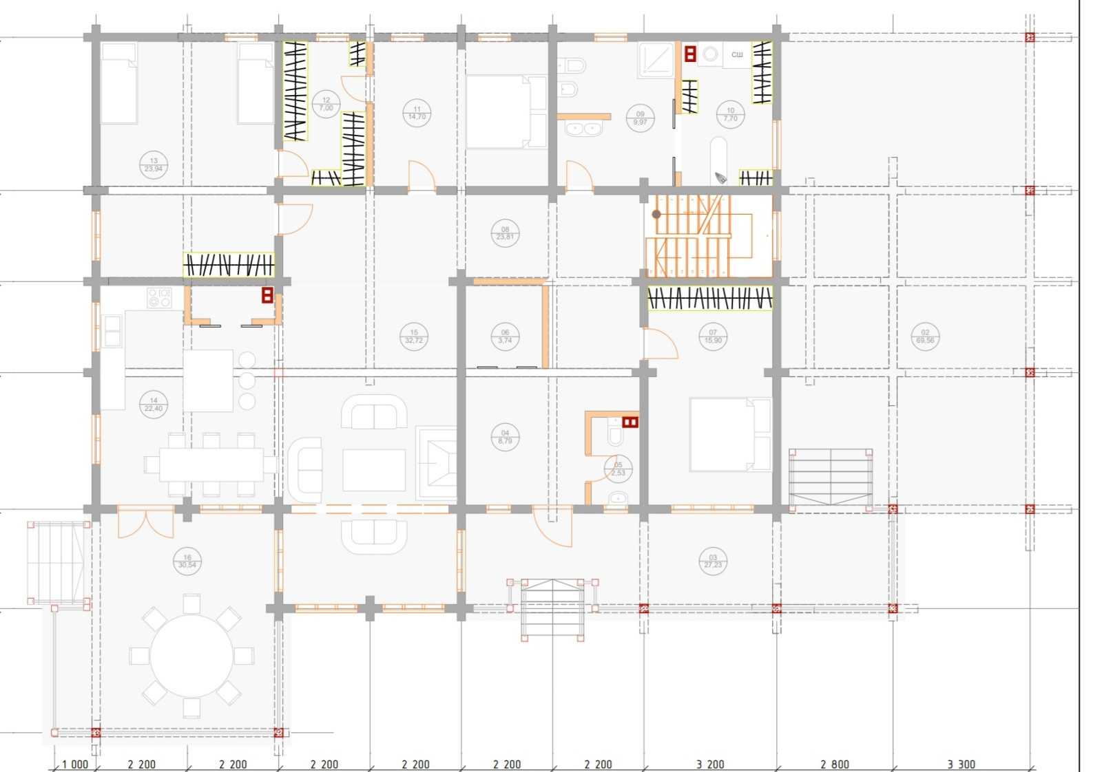 Дом из клееного бруса с навесом для машин 426 м.кв.
