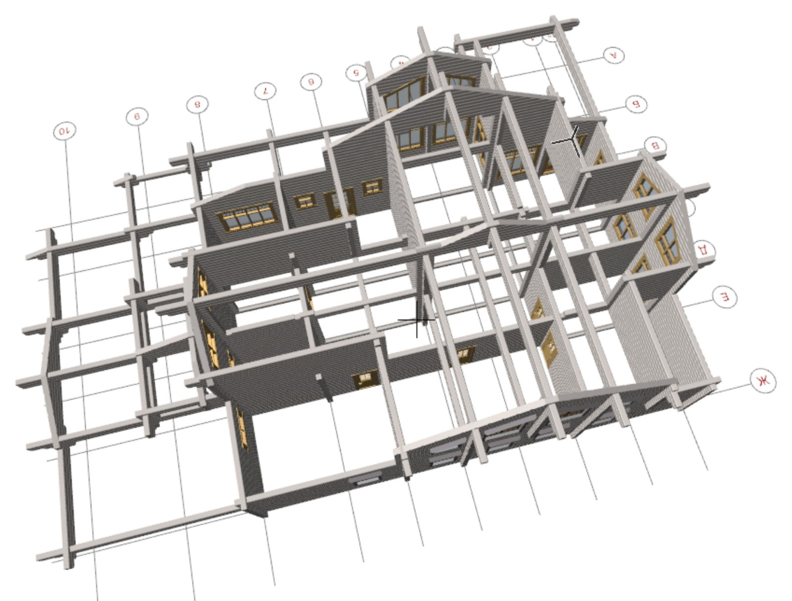 Дом из клееного бруса с навесом для машин 426 м.кв.
