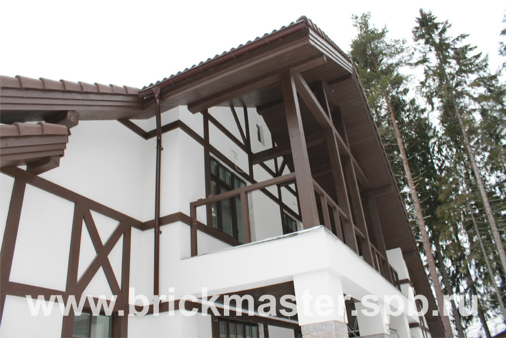 Загородный дом в стиле "Альпийское шале" из газобетона в Рощино.