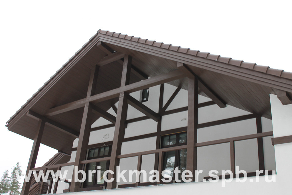 Загородный дом в стиле "Альпийское шале" из газобетона в Рощино.