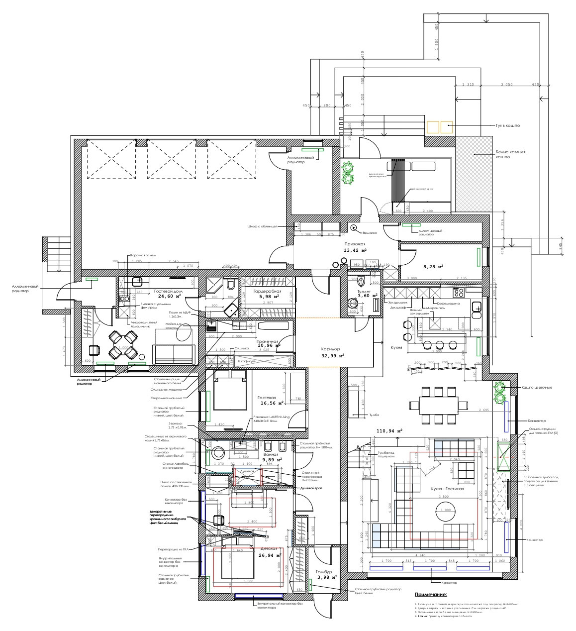 План с расстановкой мебели, 1 этаж