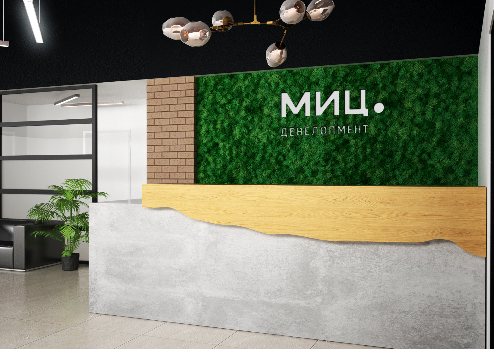 Обложка проекта: Стена из стабилизированного мха для МИЦ.Девелопмент