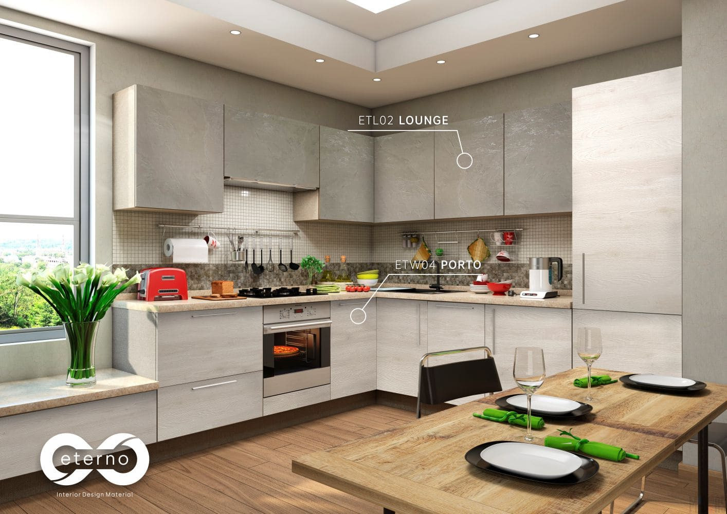 Изготовление мебели с использованием фасадов и фартуков из МДФ плит "Eterno"