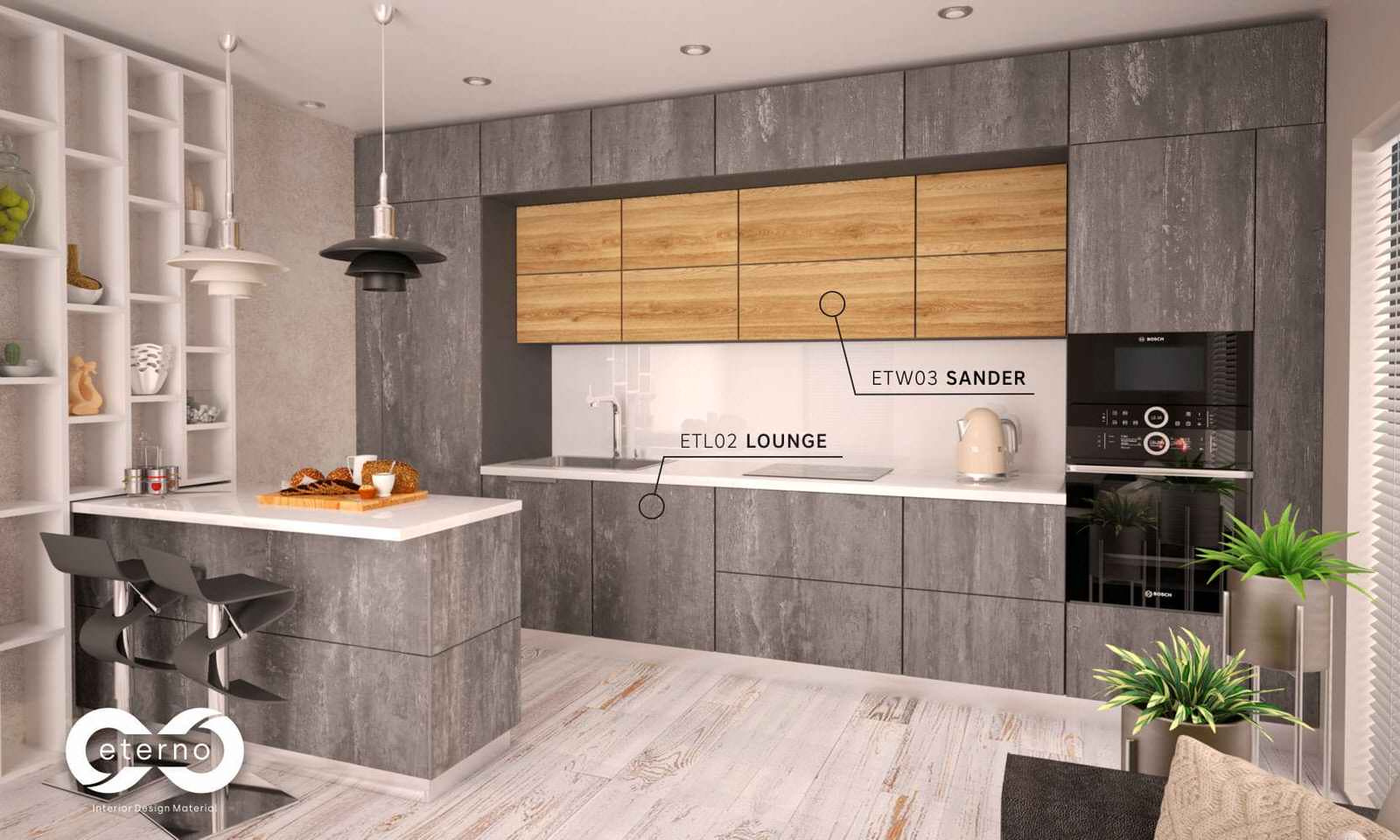 Изготовление мебели с использованием фасадов и фартуков из МДФ плит "Eterno"