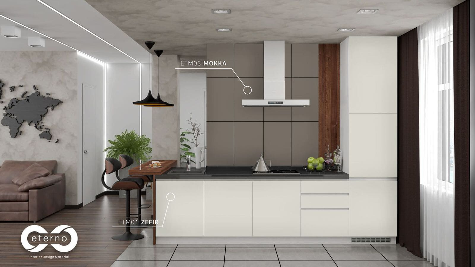 Изготовление мебели с использованием фасадов и фартуков из МДФ плит "Eterno"