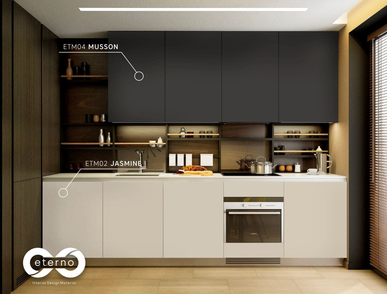 Изготовление мебели с использованием фасадов и фартуков из МДФ плит "Eterno"