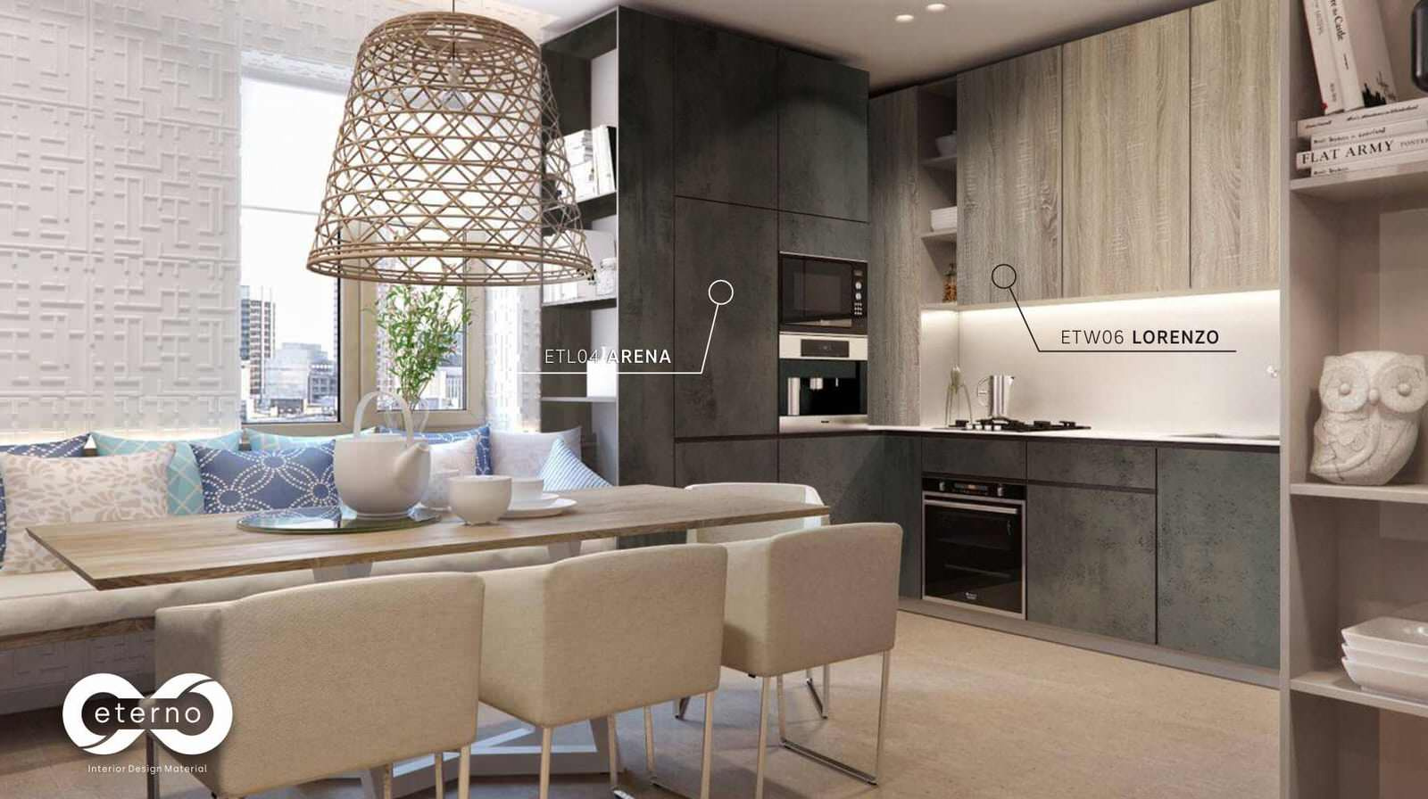 Изготовление мебели с использованием фасадов и фартуков из МДФ плит "Eterno"