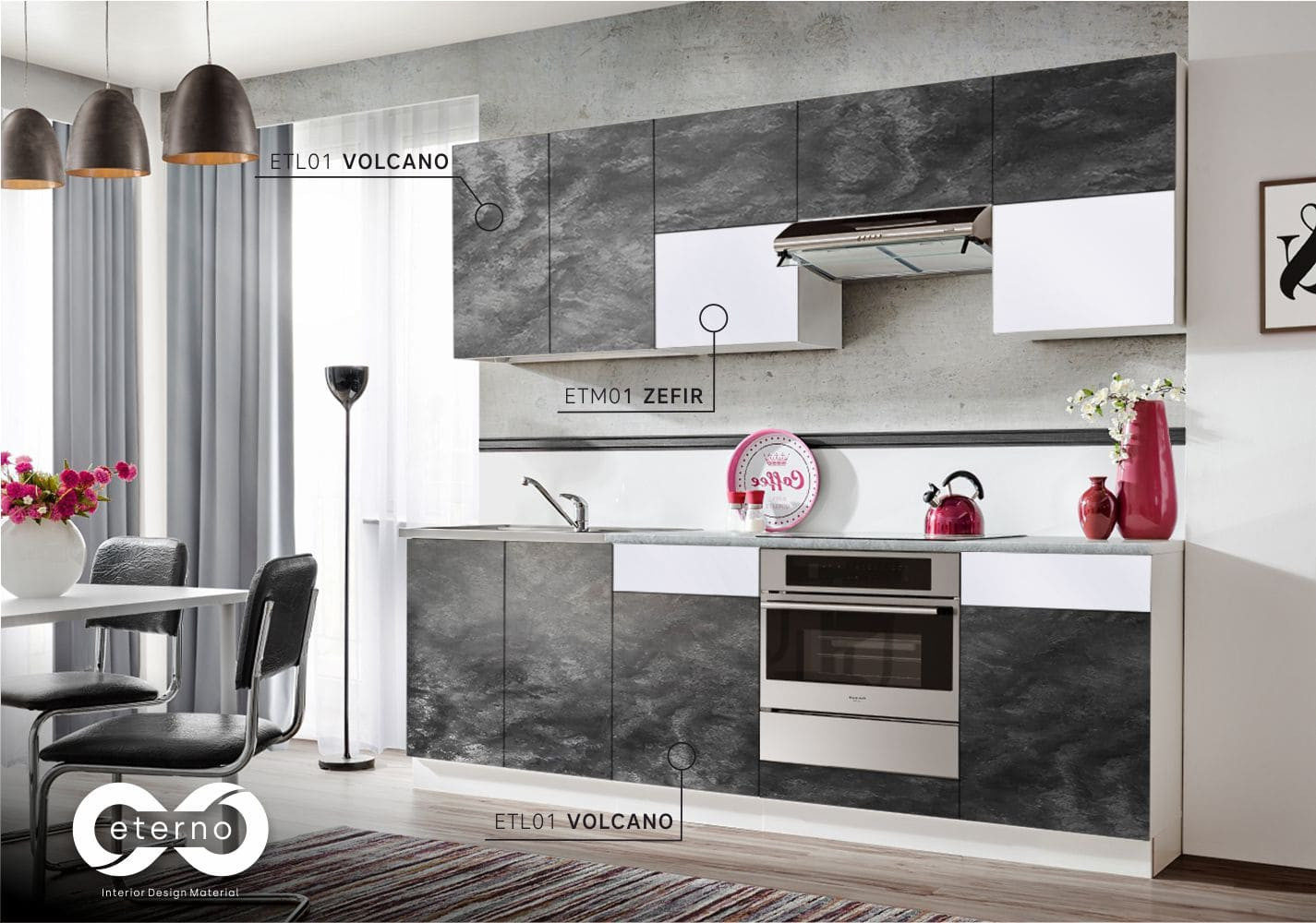 Изготовление мебели с использованием фасадов и фартуков из МДФ плит "Eterno"