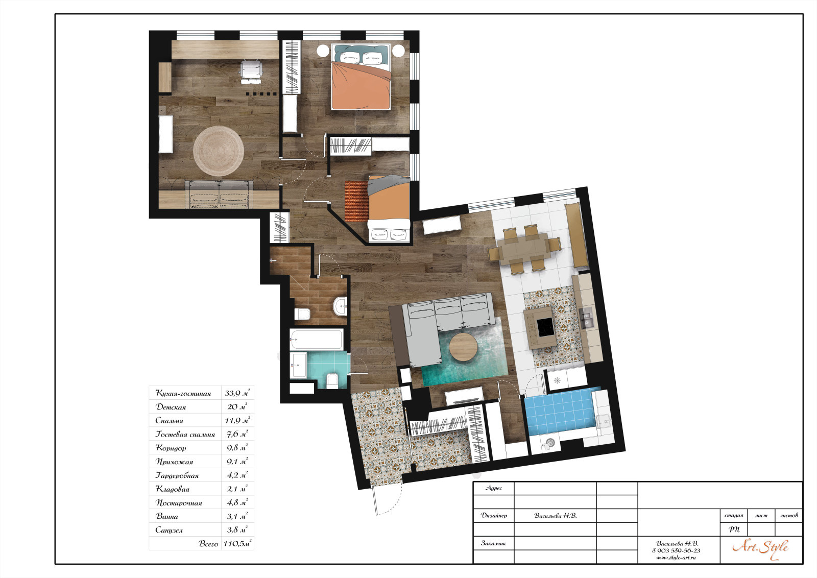 Яркая и просторная квартира для семьи с двумя детьми