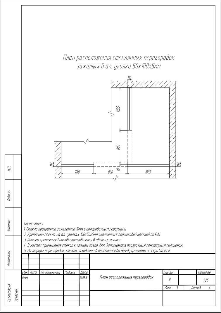 Стеклянная перегородка в су
