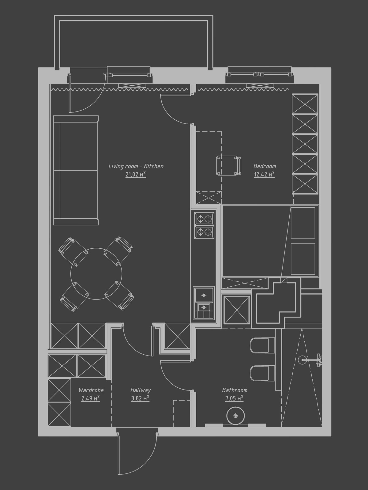 Квартира для молодой студентки. Перепланировка.