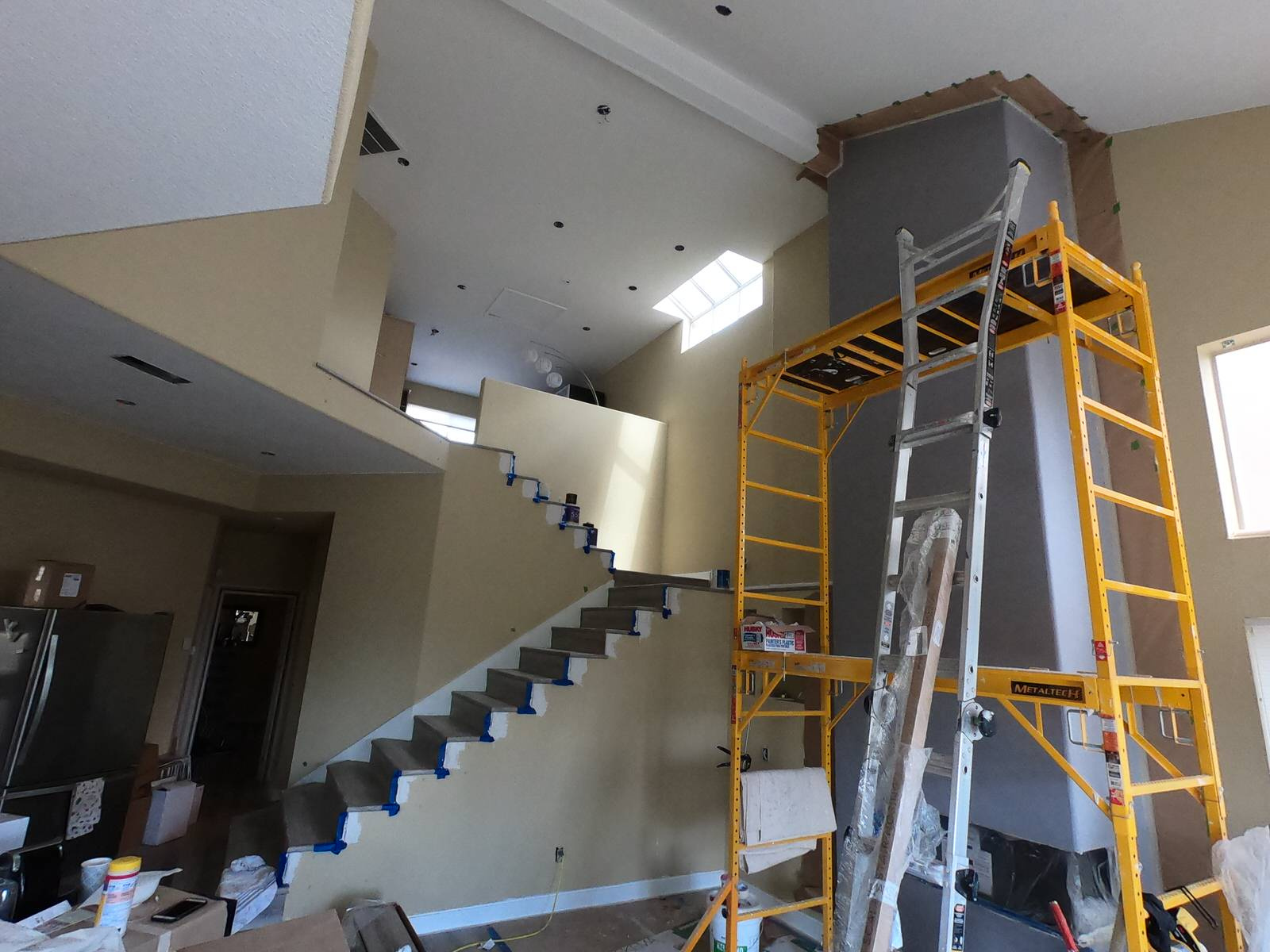 process / fireplace / paint walls and ceiling