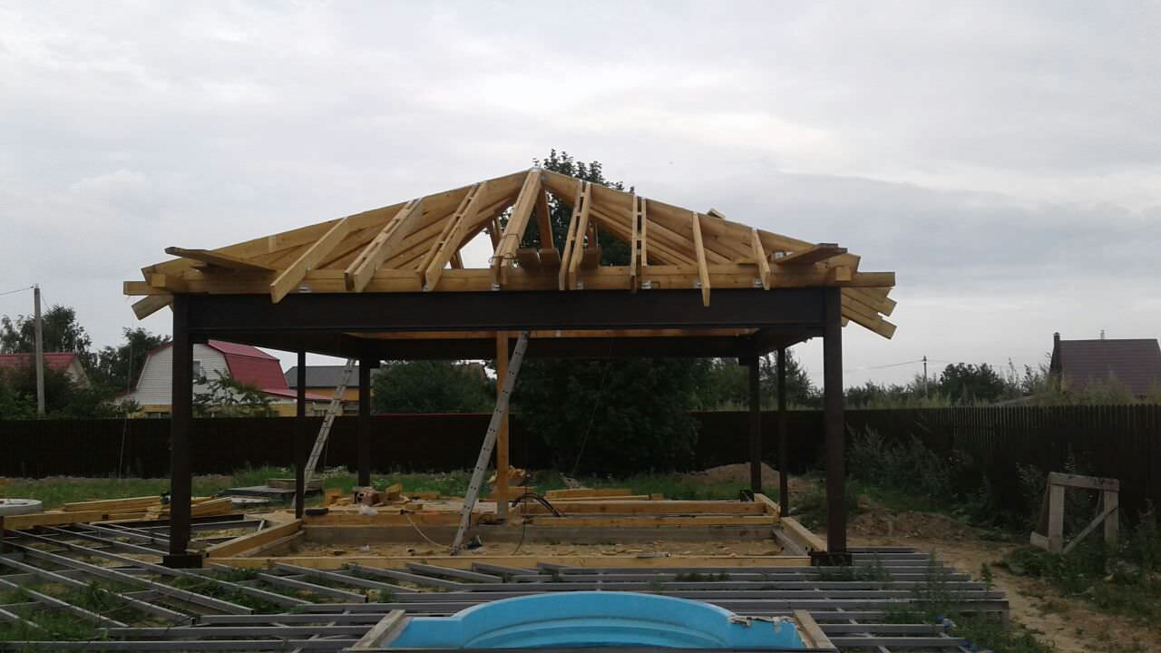 Летняя кухня с бассейном