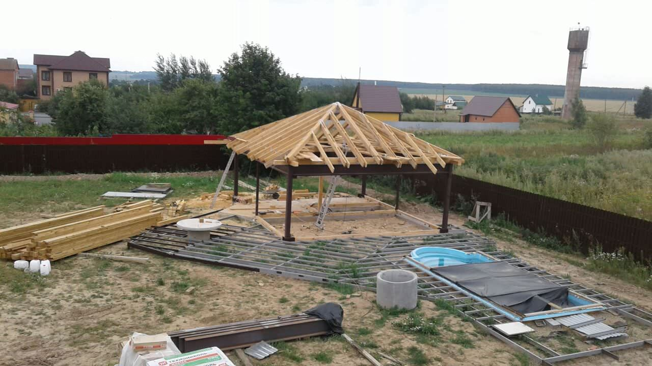 Летняя кухня с бассейном