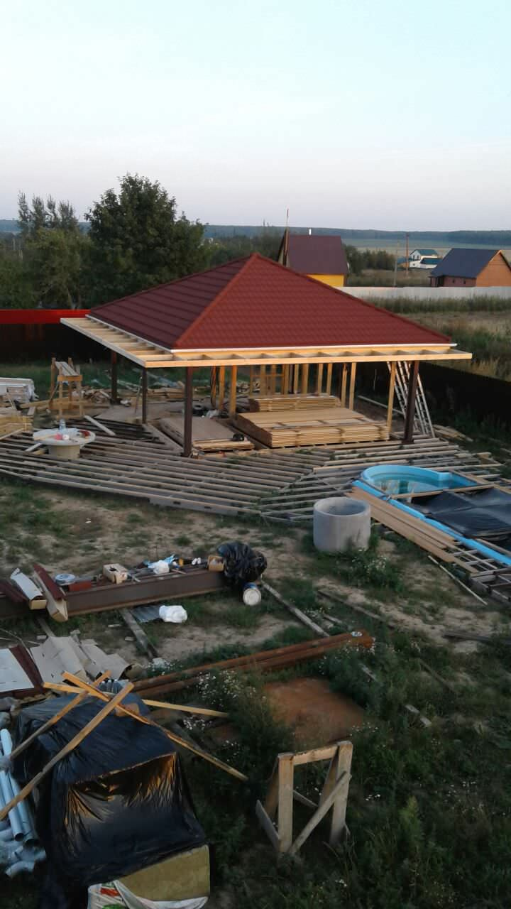 Летняя кухня с бассейном