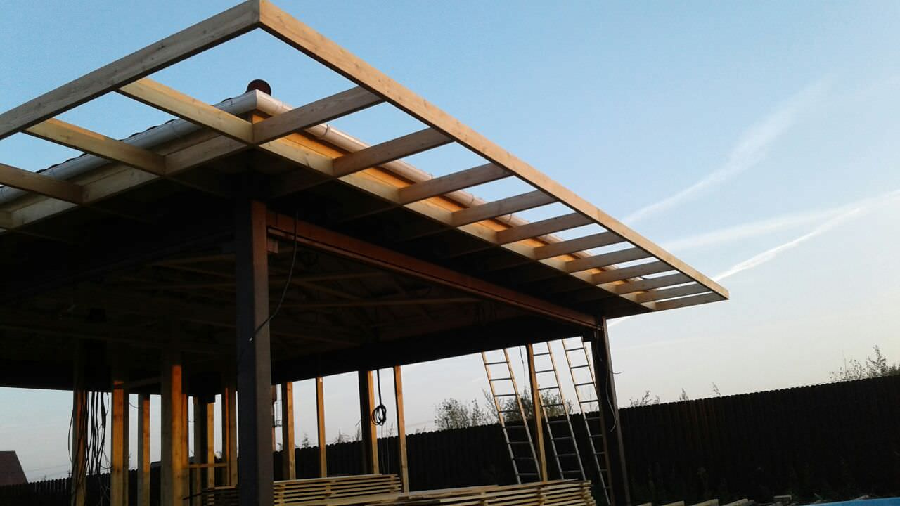 Летняя кухня с бассейном