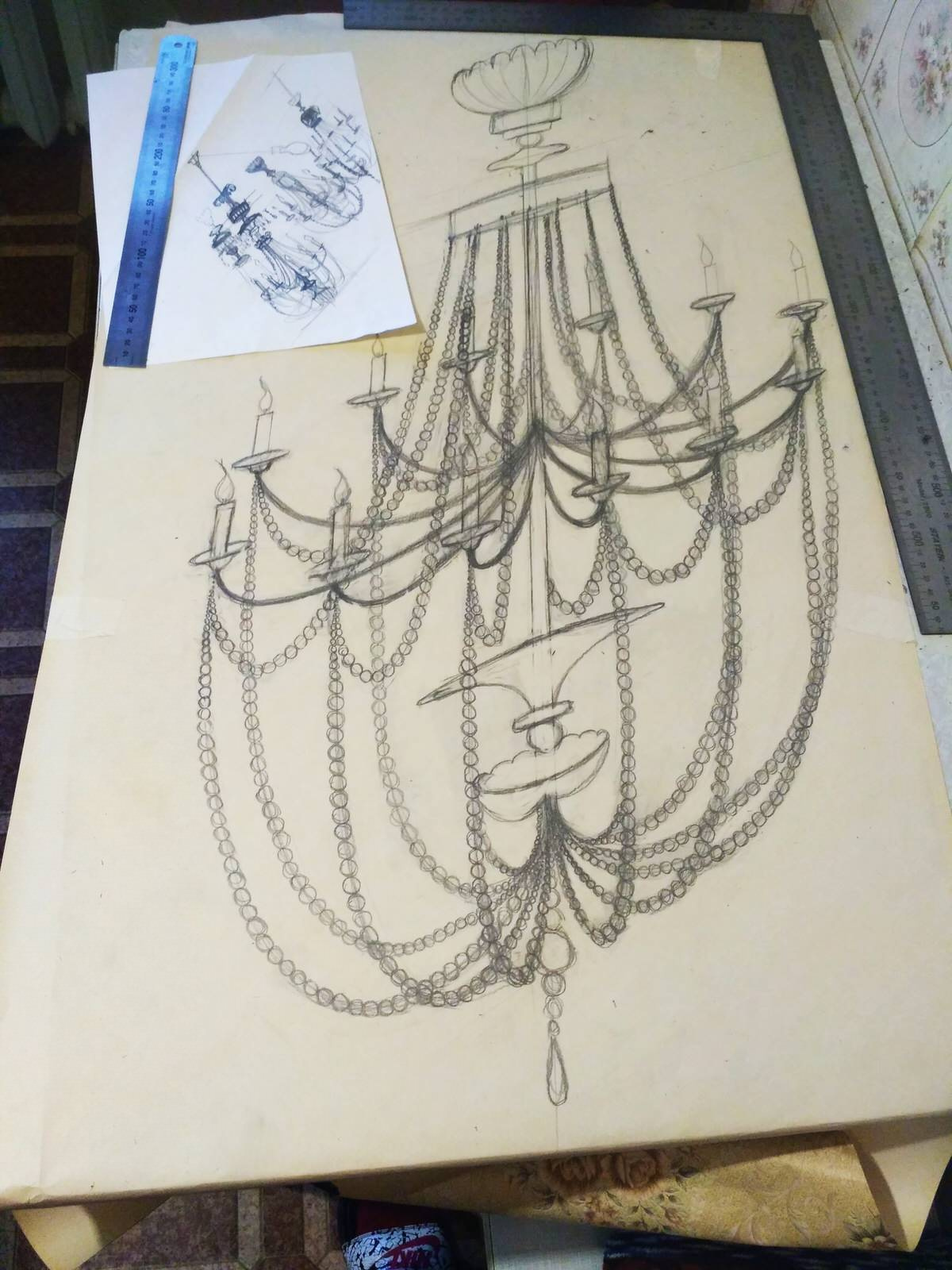 Отрисовка люстры в натуральную величину.